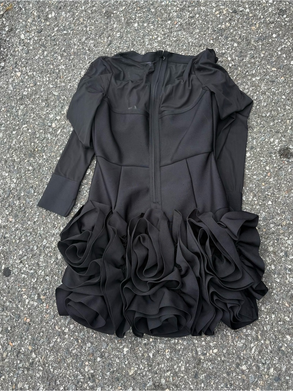 Blessed beauty long sleeve ruffle mesh rosette bandage mini dress large new - Picture 4 of 8